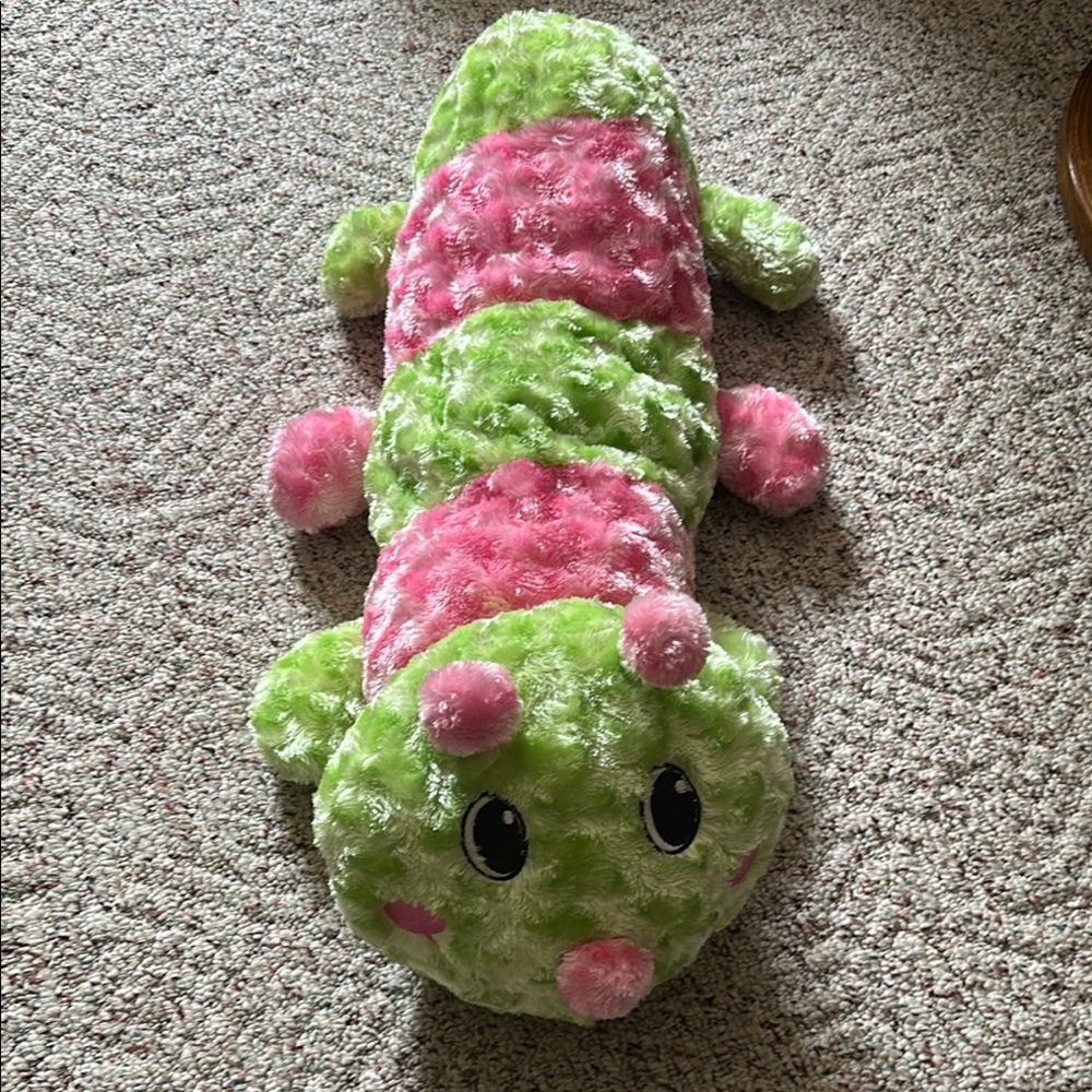 Vibrant Green and Pink Reptile Plush Toy
